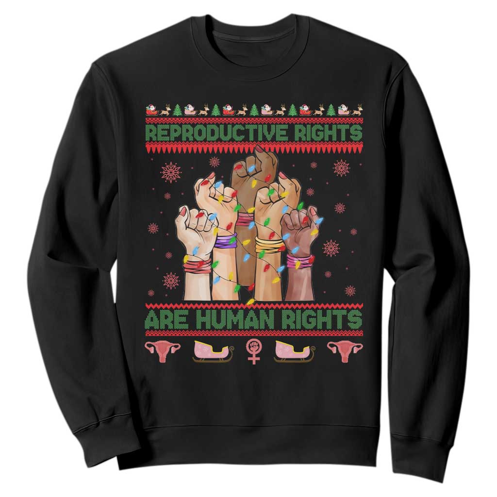 Ugly Christmas Feminist Raccoon Gift Sweatshirt Reproductive Rights Are Human Rights TS12 Black Print Your Wear