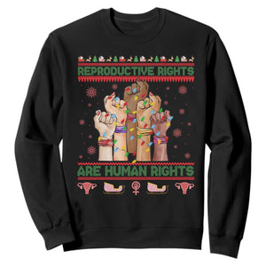 Ugly Christmas Feminist Raccoon Gift Sweatshirt Reproductive Rights Are Human Rights TS12 Black Print Your Wear
