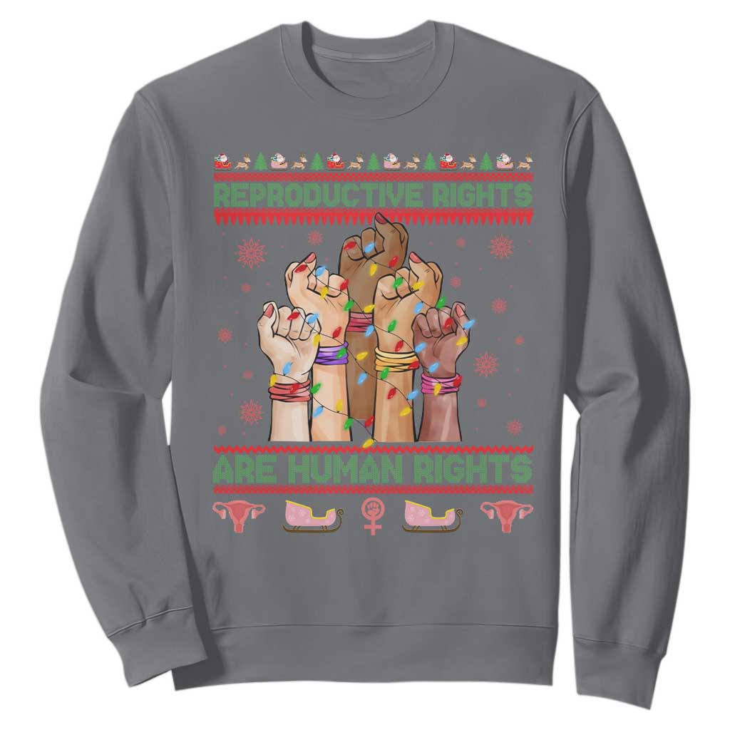 Ugly Christmas Feminist Raccoon Gift Sweatshirt Reproductive Rights Are Human Rights TS12 Charcoal Print Your Wear