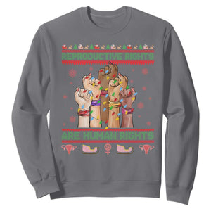 Ugly Christmas Feminist Raccoon Gift Sweatshirt Reproductive Rights Are Human Rights TS12 Charcoal Print Your Wear