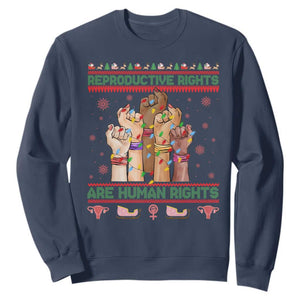 Ugly Christmas Feminist Raccoon Gift Sweatshirt Reproductive Rights Are Human Rights TS12 Navy Print Your Wear