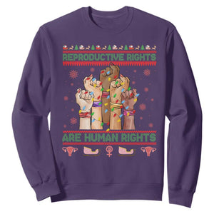Ugly Christmas Feminist Raccoon Gift Sweatshirt Reproductive Rights Are Human Rights TS12 Purple Print Your Wear