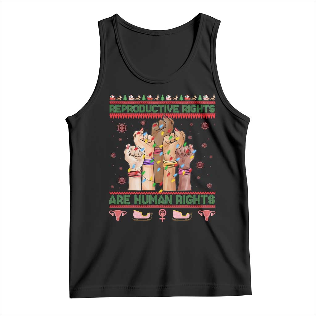 Ugly Christmas Feminist Raccoon Gift Tank Top Reproductive Rights Are Human Rights TS12 Black Print Your Wear