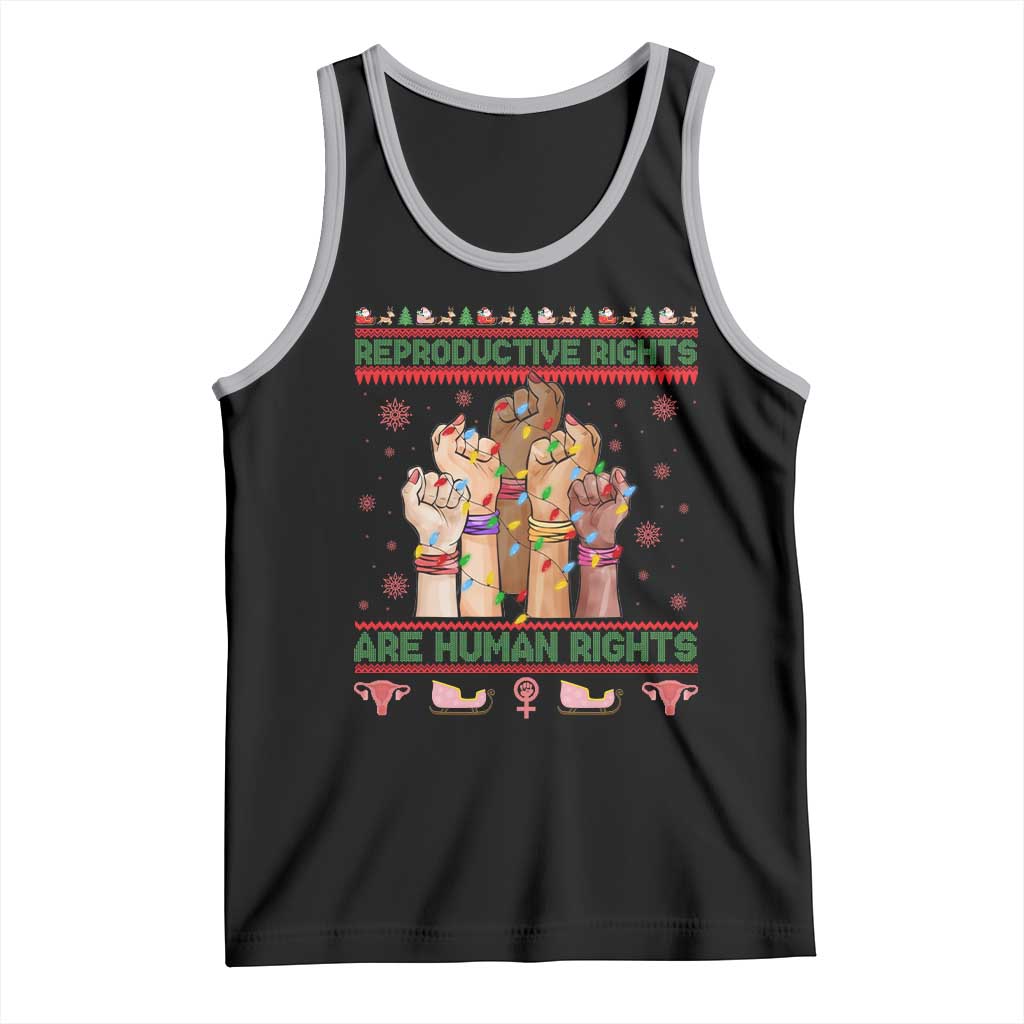 Ugly Christmas Feminist Raccoon Gift Tank Top Reproductive Rights Are Human Rights TS12 Black Athletic Heather Print Your Wear