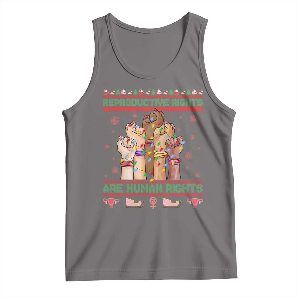 Ugly Christmas Feminist Raccoon Gift Tank Top Reproductive Rights Are Human Rights TS12 Deep Heather Print Your Wear