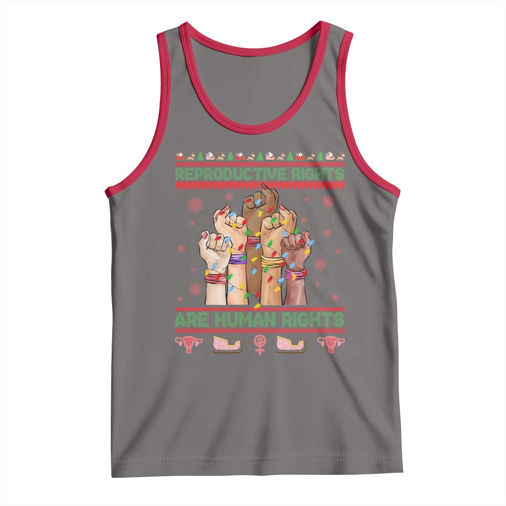 Ugly Christmas Feminist Raccoon Gift Tank Top Reproductive Rights Are Human Rights TS12 Deep Heather Red Print Your Wear