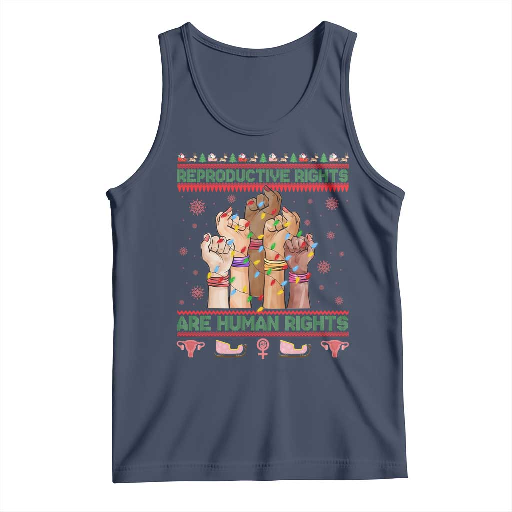Ugly Christmas Feminist Raccoon Gift Tank Top Reproductive Rights Are Human Rights TS12 Navy Print Your Wear