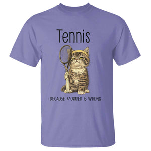 Funny Cat Plays Tennis T Shirt Because Murder Is Wrong TS12 Violet Print Your Wear