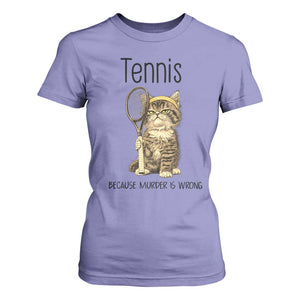 Funny Cat Plays Tennis T Shirt For Women Because Murder Is Wrong TS12 Violet Print Your Wear