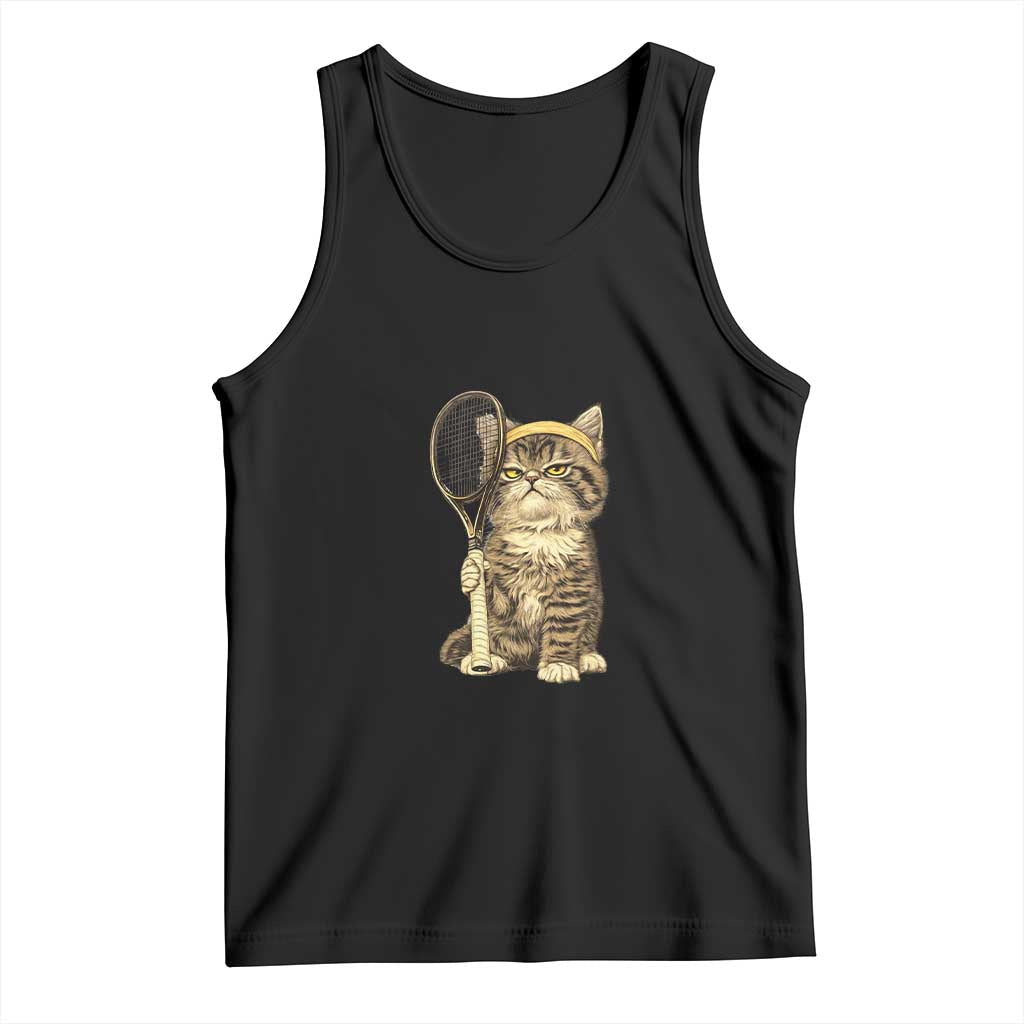 Funny Cat Plays Tennis Tank Top Because Murder Is Wrong TS12 Black Print Your Wear