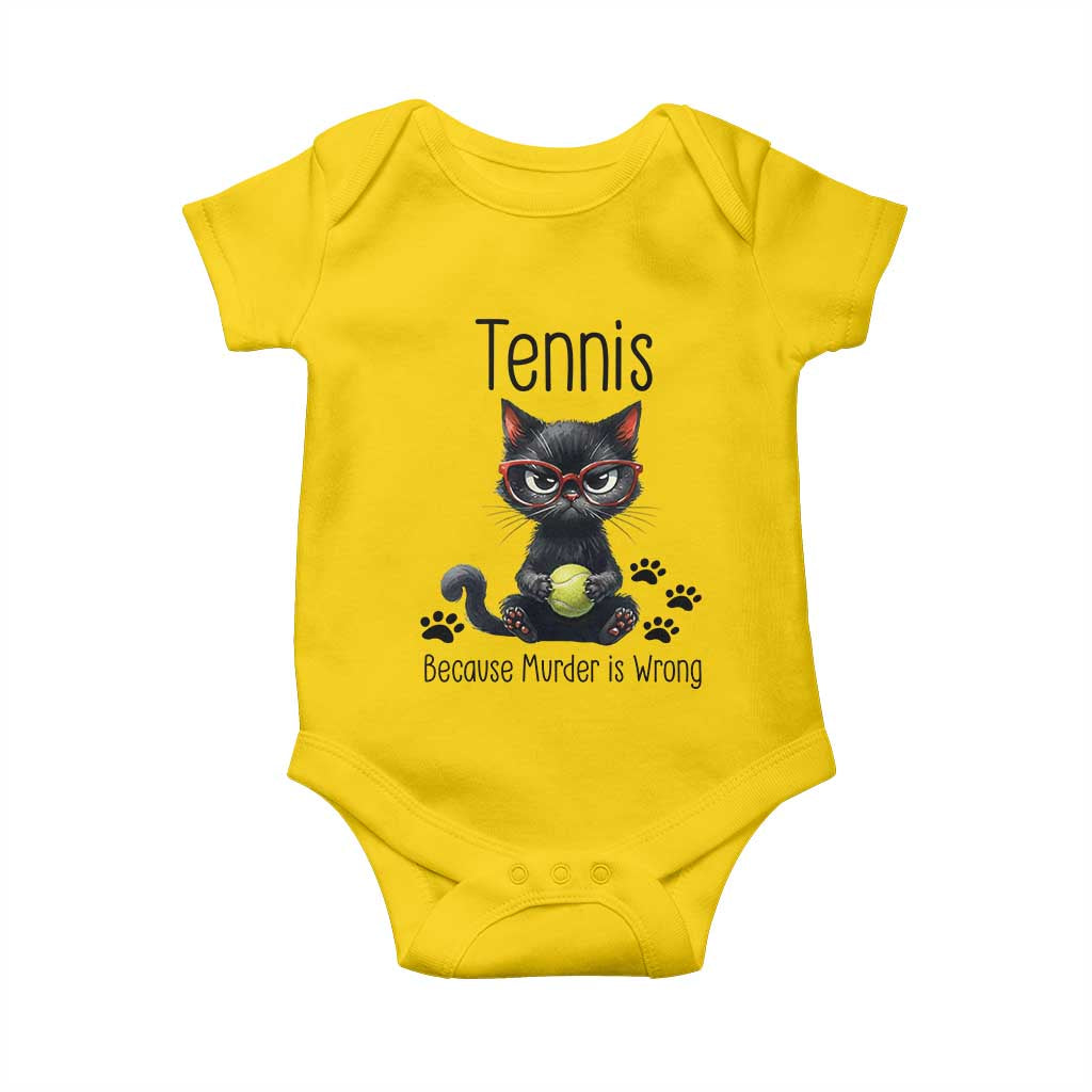 Funny Tennis Cat Gift Baby Onesie Because Murder Is Wrong TS12 Daisy Print Your Wear