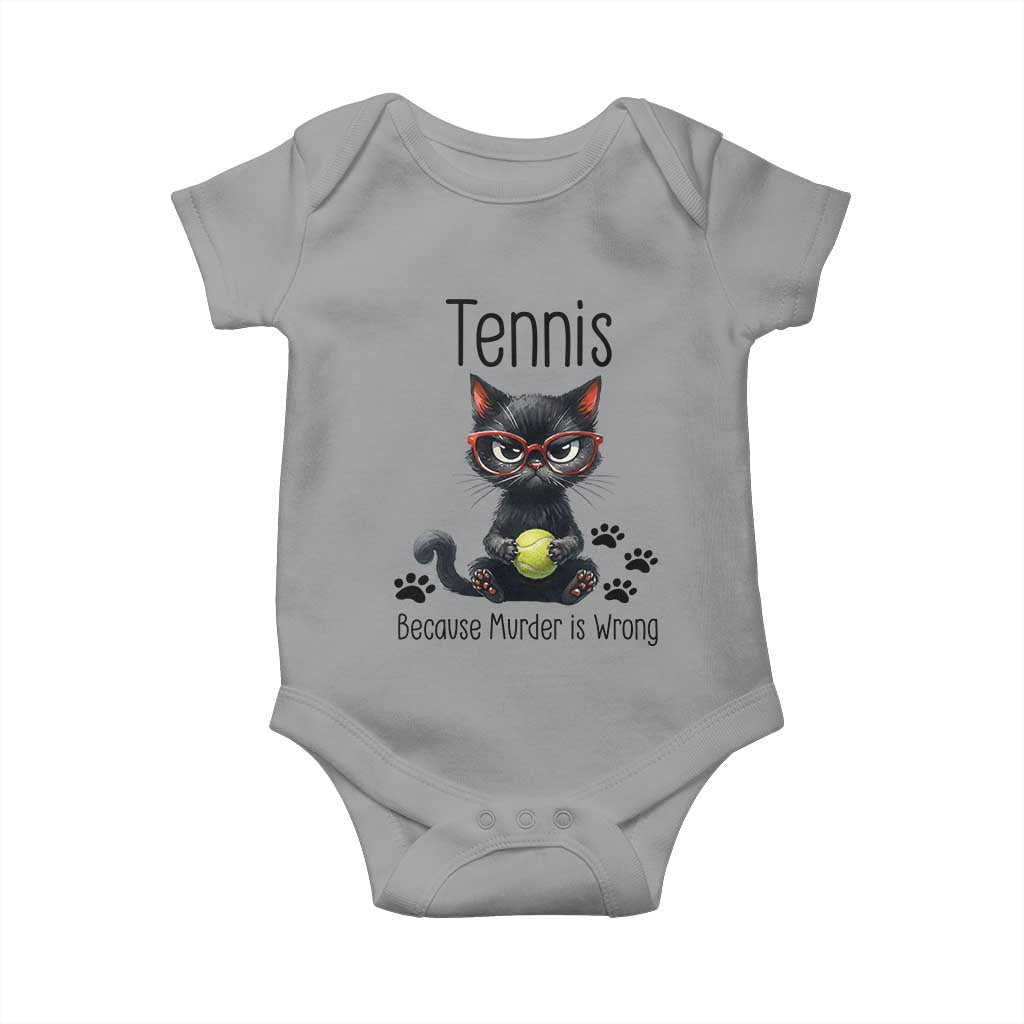Funny Tennis Cat Gift Baby Onesie Because Murder Is Wrong TS12 Sport Gray Print Your Wear