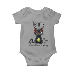 Funny Tennis Cat Gift Baby Onesie Because Murder Is Wrong TS12 Sport Gray Print Your Wear