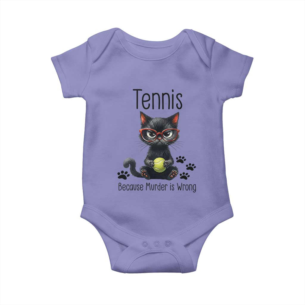Funny Tennis Cat Gift Baby Onesie Because Murder Is Wrong TS12 Violet Print Your Wear