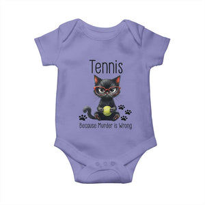 Funny Tennis Cat Gift Baby Onesie Because Murder Is Wrong TS12 Violet Print Your Wear