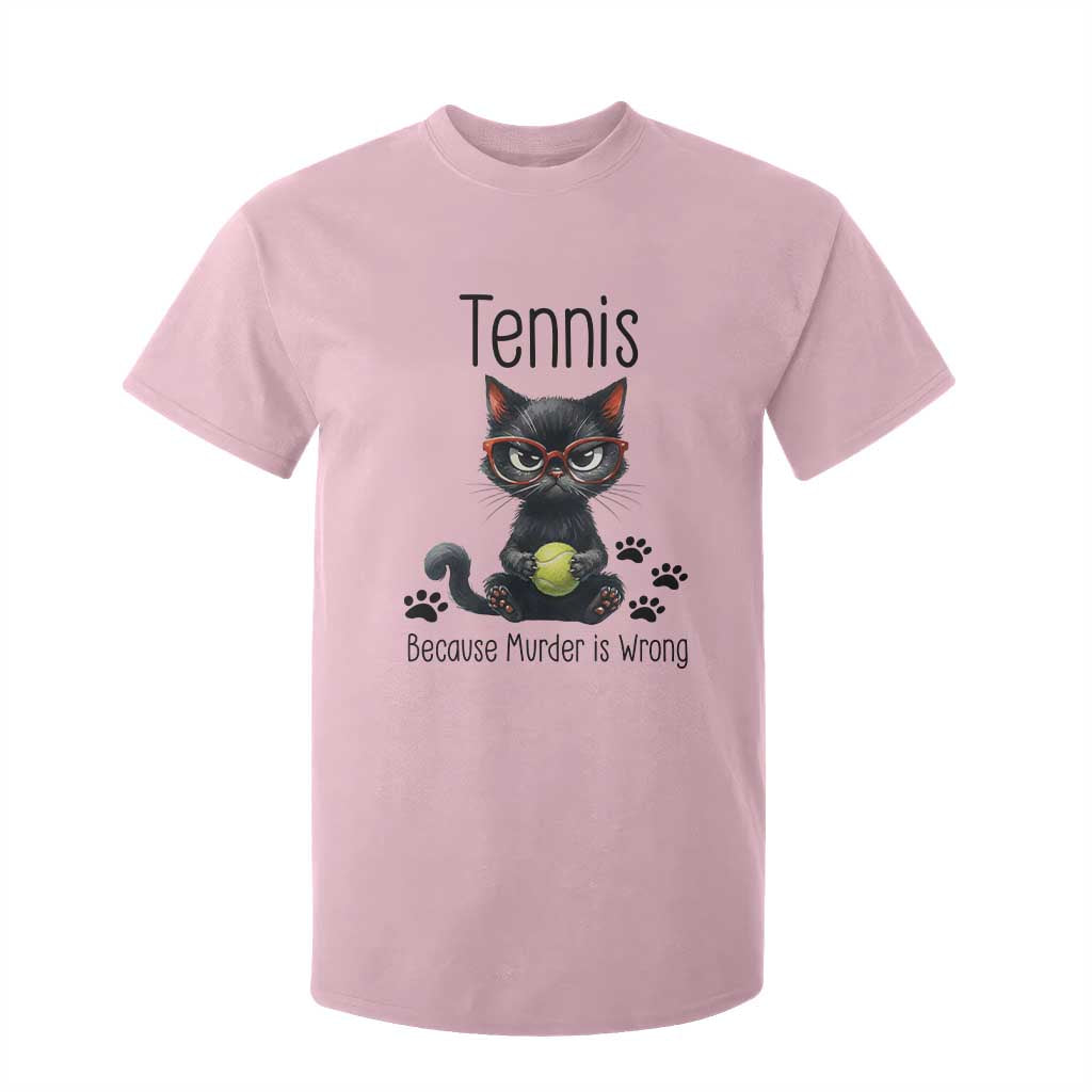 Funny Tennis Cat Gift T Shirt For Kid Because Murder Is Wrong TS12 Light Pink Print Your Wear