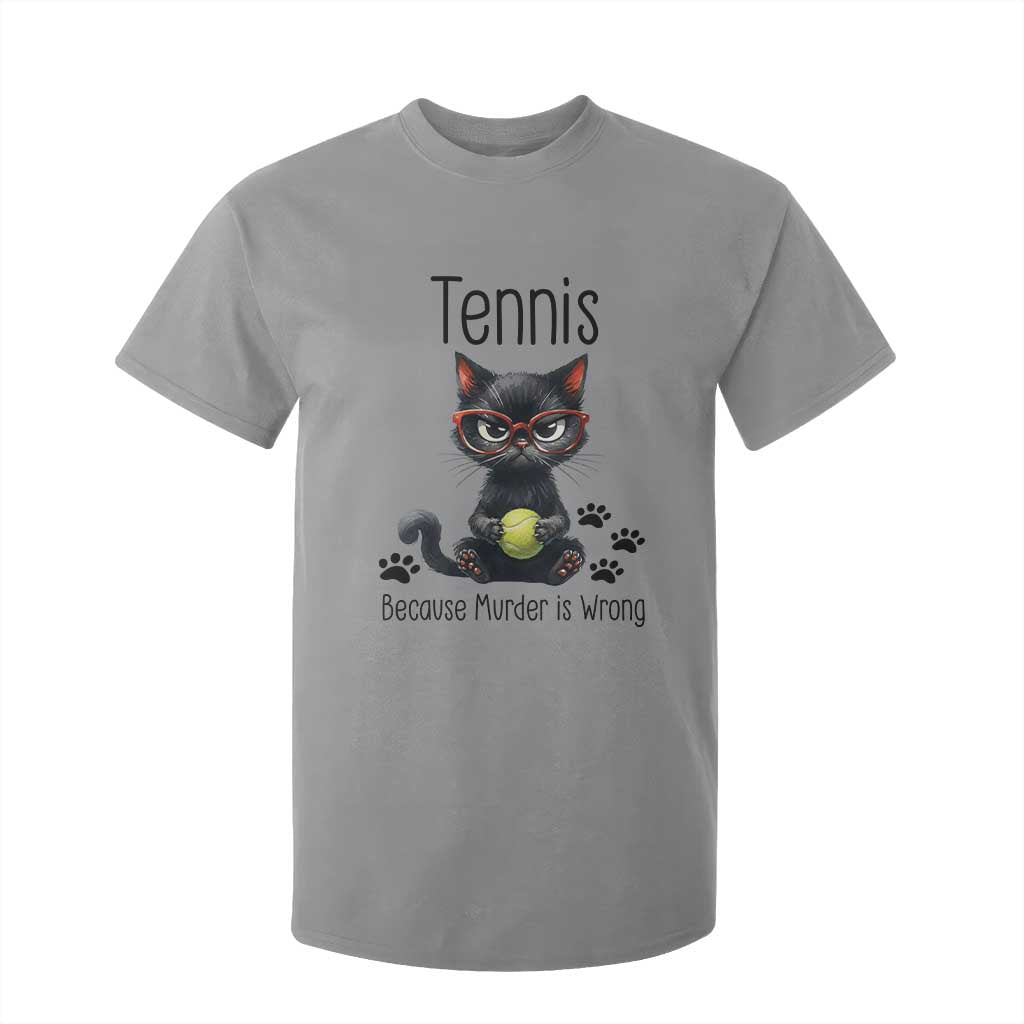 Funny Tennis Cat Gift T Shirt For Kid Because Murder Is Wrong TS12 Sport Gray Print Your Wear