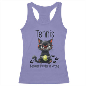 Funny Tennis Cat Gift Racerback Tank Top Because Murder Is Wrong TS12 Violet Print Your Wear