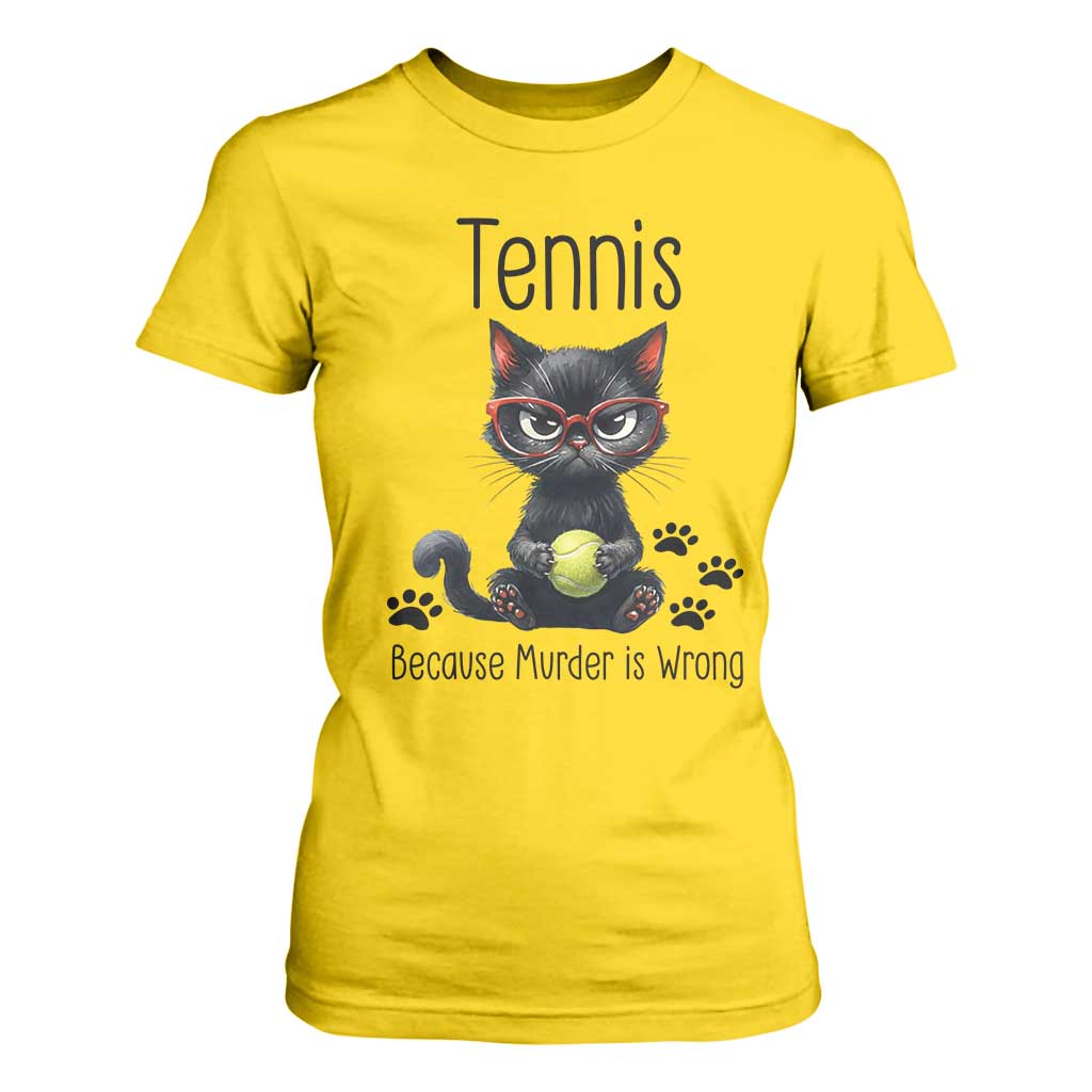 Funny Tennis Cat Gift T Shirt For Women Because Murder Is Wrong TS12 Daisy Print Your Wear