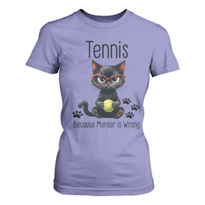 Funny Tennis Cat Gift T Shirt For Women Because Murder Is Wrong TS12 Violet Print Your Wear