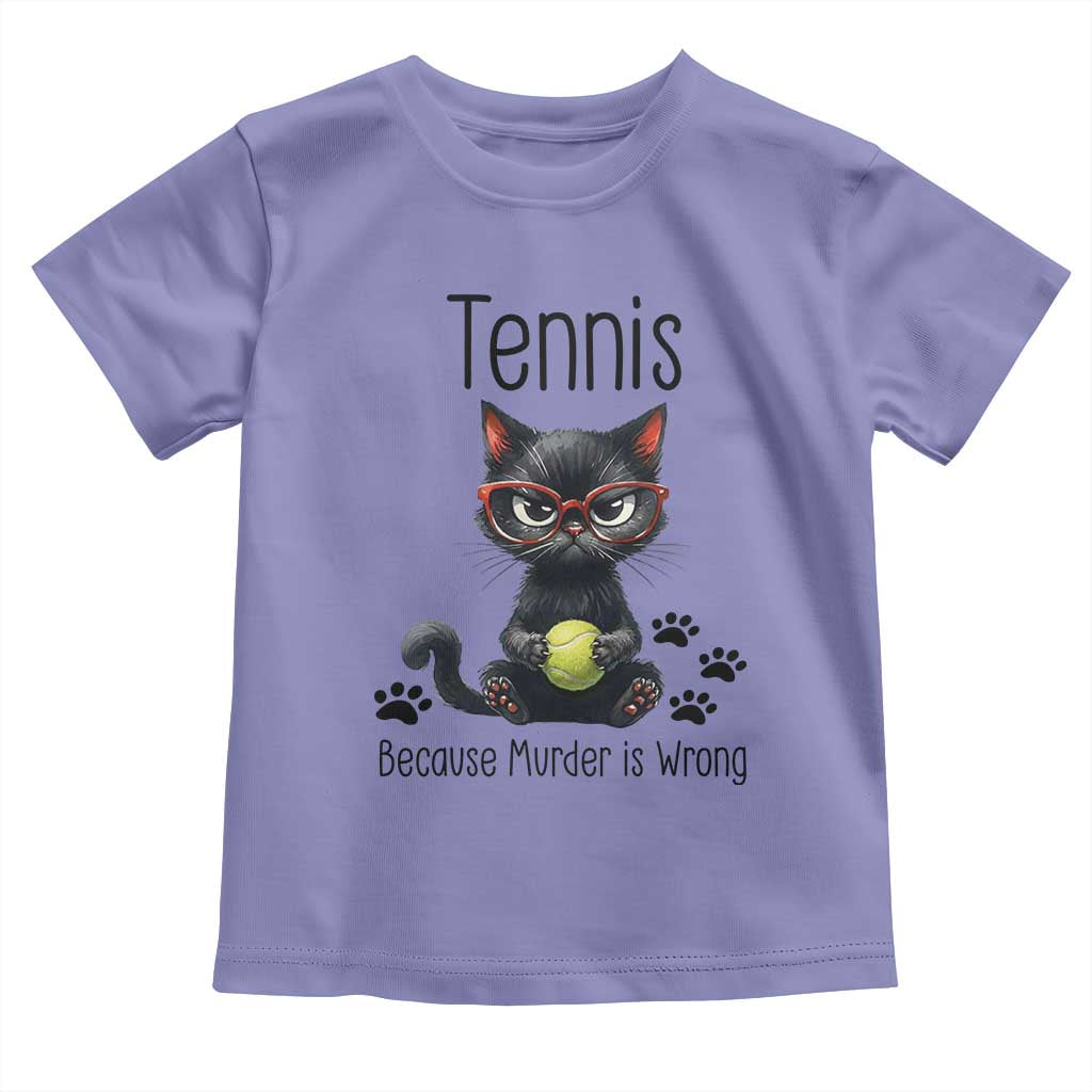 Funny Tennis Cat Gift Toddler T Shirt Because Murder Is Wrong TS12 Violet Print Your Wear