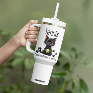 Funny Tennis Cat Gift Tumbler With Handle Because Murder Is Wrong TS12 Print Your Wear