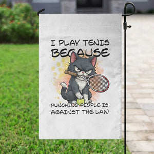 Funny Cat Plays Tennis Garden Flag Because Punching People Is Against The Law TS12 Print Your Wear