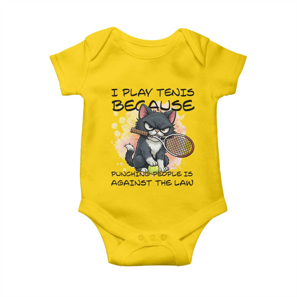 Funny Cat Plays Tennis Baby Onesie Because Punching People Is Against The Law TS12 Daisy Print Your Wear