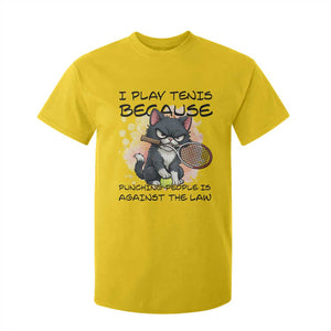 Funny Cat Plays Tennis T Shirt For Kid Because Punching People Is Against The Law TS12 Daisy Print Your Wear