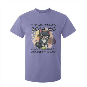 Funny Cat Plays Tennis T Shirt For Kid Because Punching People Is Against The Law TS12 Violet Print Your Wear