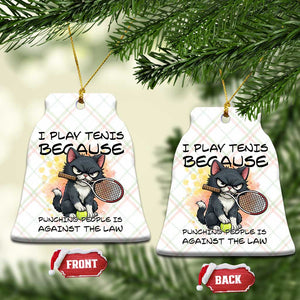 Funny Cat Plays Tennis Ceramic Ornament Because Punching People Is Against The Law TS12 Print Your Wear