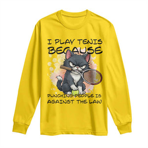 Funny Cat Plays Tennis Long Sleeve Shirt Because Punching People Is Against The Law TS12 Daisy Print Your Wear