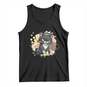 Funny Cat Plays Tennis Tank Top Because Punching People Is Against The Law TS12 Black Print Your Wear