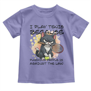 Funny Cat Plays Tennis Toddler T Shirt Because Punching People Is Against The Law TS12 Violet Print Your Wear
