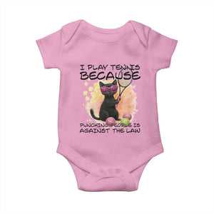 Because Punching People Is Against The Law Baby Onesie Funny Tennis Cat Gift TS12 Light Pink Print Your Wear
