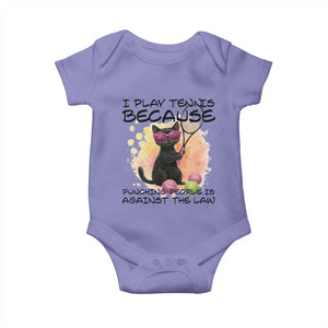 Because Punching People Is Against The Law Baby Onesie Funny Tennis Cat Gift TS12 Violet Print Your Wear