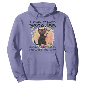 Because Punching People Is Against The Law Hoodie Funny Tennis Cat Gift TS12 Violet Print Your Wear