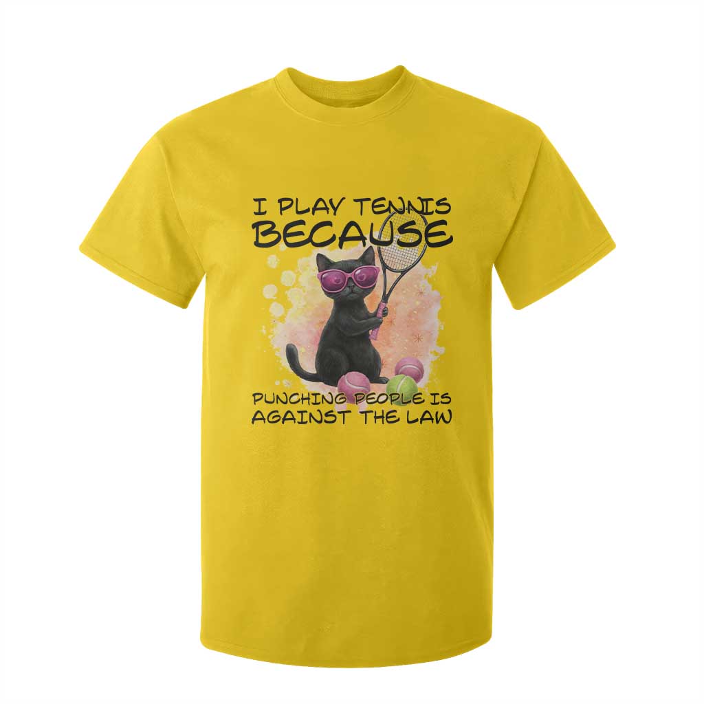 Because Punching People Is Against The Law T Shirt For Kid Funny Tennis Cat Gift TS12 Daisy Print Your Wear