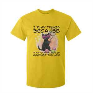 Because Punching People Is Against The Law T Shirt For Kid Funny Tennis Cat Gift TS12 Daisy Print Your Wear