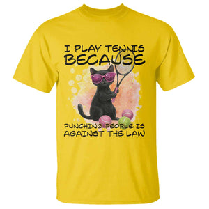 Because Punching People Is Against The Law T Shirt Funny Tennis Cat Gift TS12 Daisy Print Your Wear