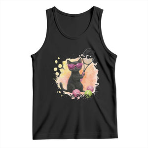 Because Punching People Is Against The Law Tank Top Funny Tennis Cat Gift TS12 Black Print Your Wear