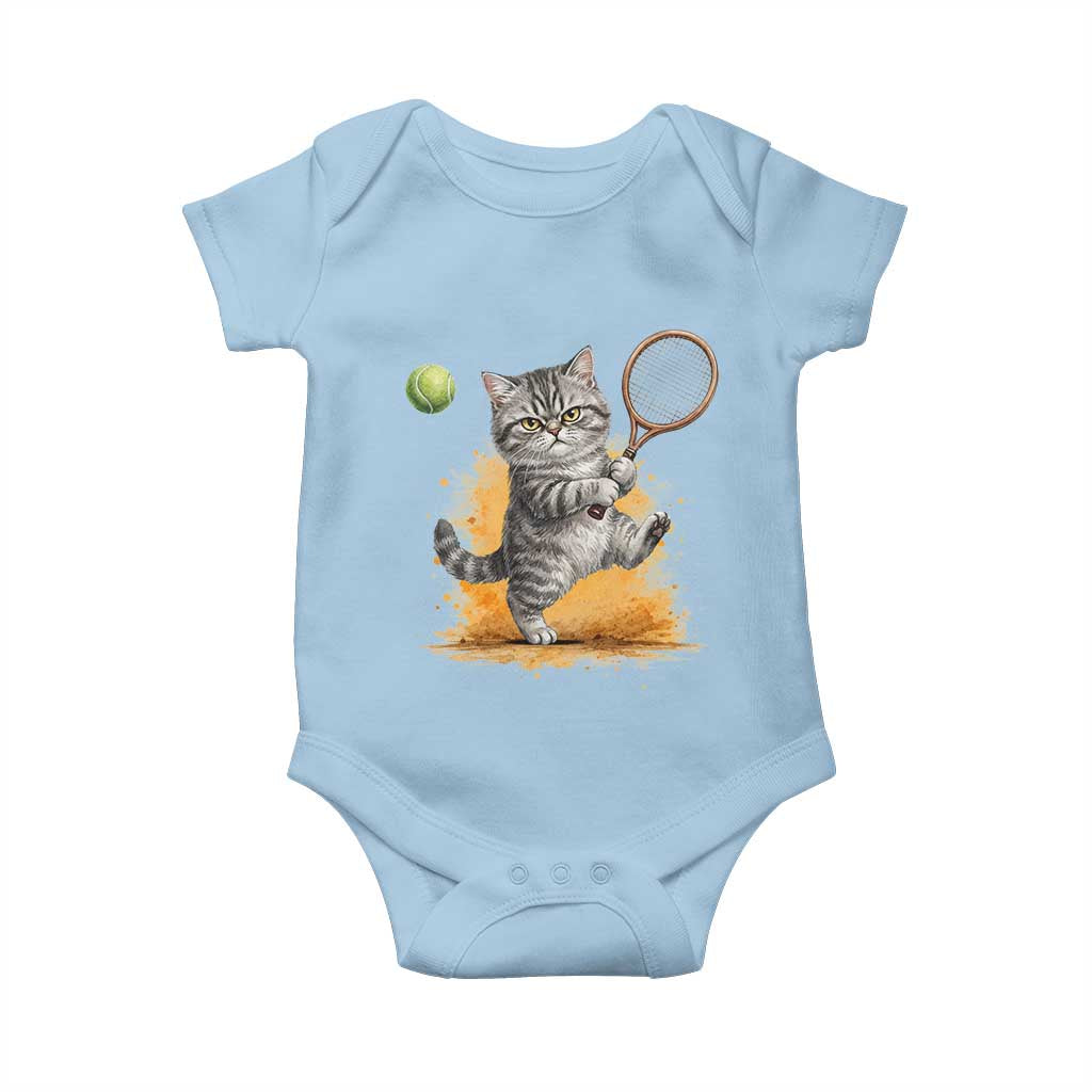 Funny Grumpy Cat Tennis Player Baby Onesie Gift For Tennis Fans TS12 Light Blue Print Your Wear
