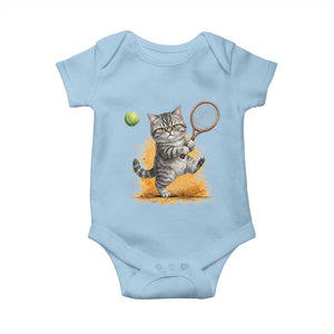 Funny Grumpy Cat Tennis Player Baby Onesie Gift For Tennis Fans TS12 Light Blue Print Your Wear