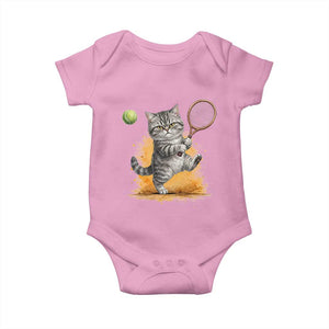 Funny Grumpy Cat Tennis Player Baby Onesie Gift For Tennis Fans TS12 Light Pink Print Your Wear