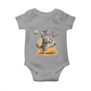 Funny Grumpy Cat Tennis Player Baby Onesie Gift For Tennis Fans TS12 Sport Gray Print Your Wear