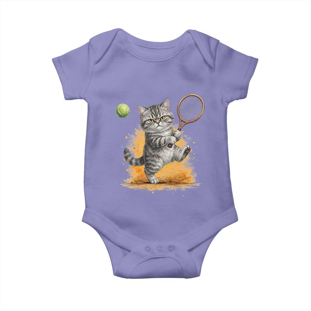 Funny Grumpy Cat Tennis Player Baby Onesie Gift For Tennis Fans TS12 Violet Print Your Wear