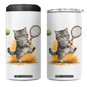 Funny Grumpy Cat Tennis Player 4 in 1 Can Cooler Tumbler Gift For Tennis Fans TS12 One Size: 16 oz White Print Your Wear