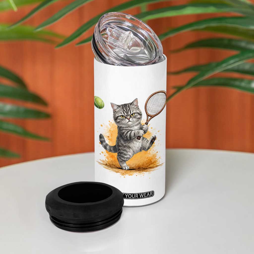 Funny Grumpy Cat Tennis Player 4 in 1 Can Cooler Tumbler Gift For Tennis Fans TS12 Print Your Wear
