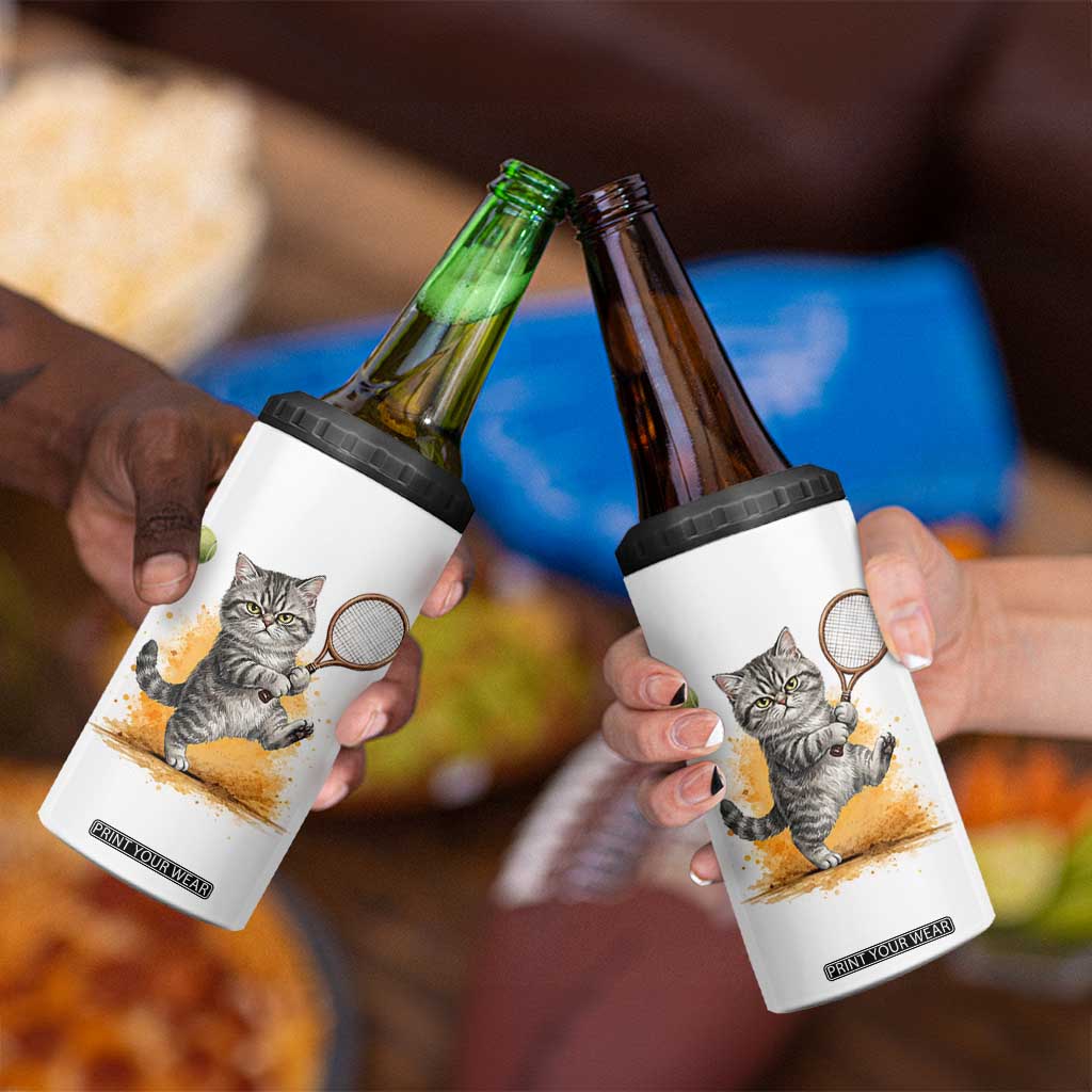 Funny Grumpy Cat Tennis Player 4 in 1 Can Cooler Tumbler Gift For Tennis Fans TS12 Print Your Wear
