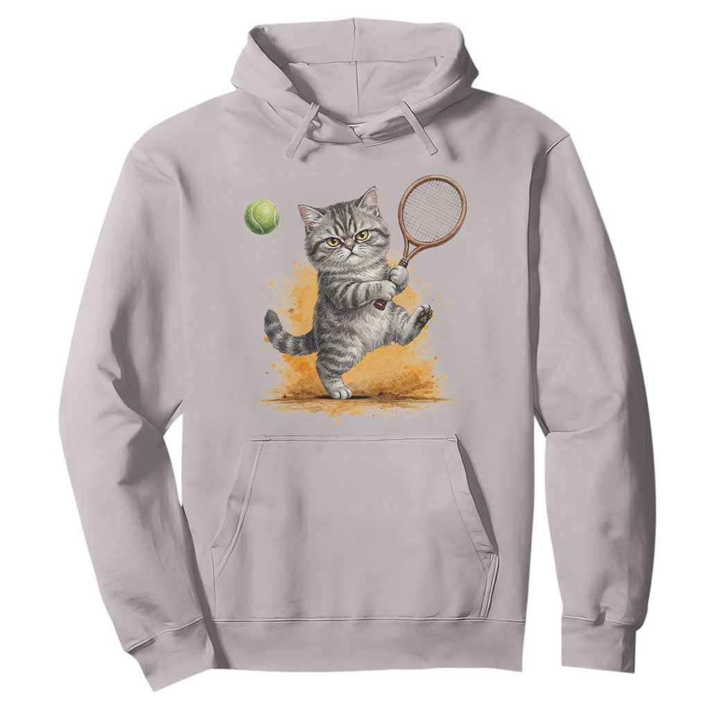 Funny Grumpy Cat Tennis Player Hoodie Gift For Tennis Fans TS12 Ice Gray Print Your Wear